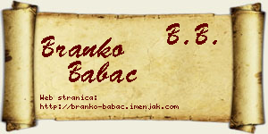 Branko Babac vizit kartica